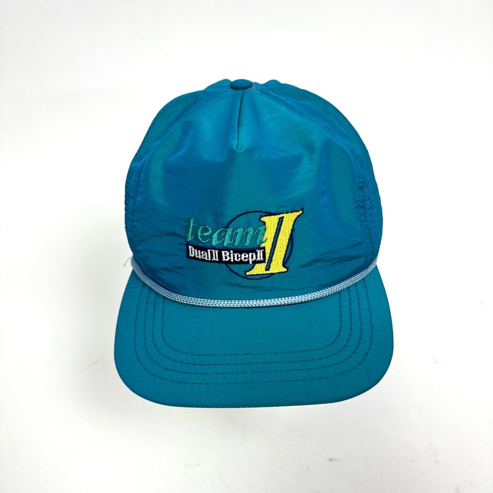 Vintage 90s Turquoise Nylon Skiing Trucker Hat